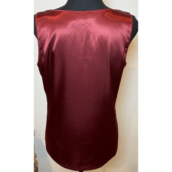 Chico’s Deep Red Satiny Tank Size 1 (Medium) - Picture 3 of 4